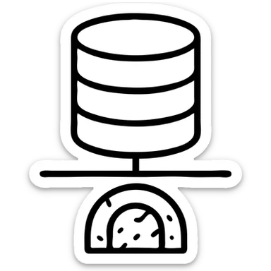 database shapes intersecting with a basement underground motif with worn distressed effect sticker