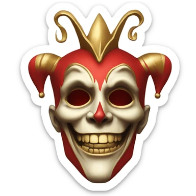 Jester high cheekbones, half skull face, red, gilded  sticker