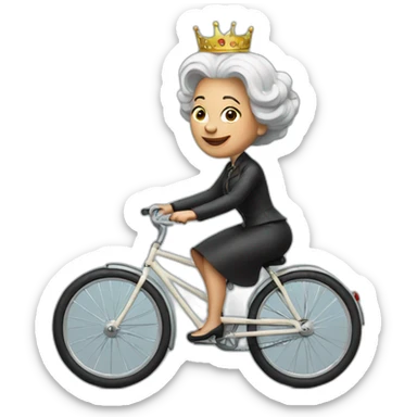 the late queen riding a bicycle sticker