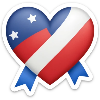 Patriotic heart white ribbon and gold stars sticker