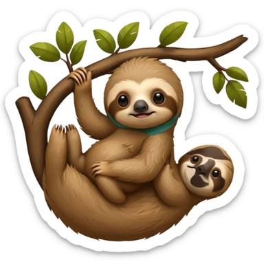 baby sloth on the tree sticker