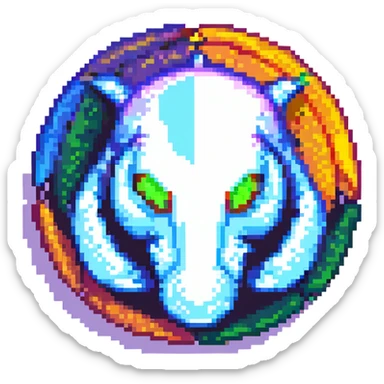 Discord logo in the style of Geometry Dash graphics, vibrant, geometric, digital, bold colors, energetic look sticker