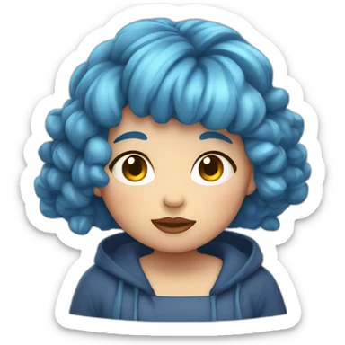 obese girl, bleu hairs, really hungry sticker