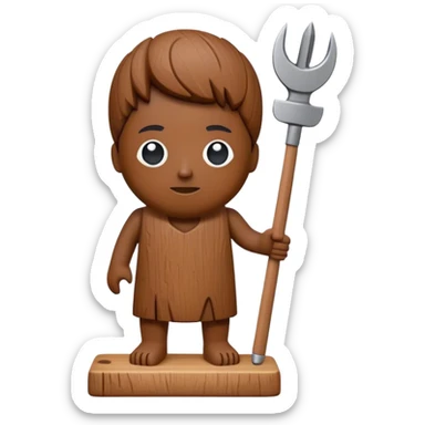 Wood sculpture, carved wooden figure, wood texture, sculpting tools nearby, natural wood tones, minimalistic design, on a white background, no extra details. sticker