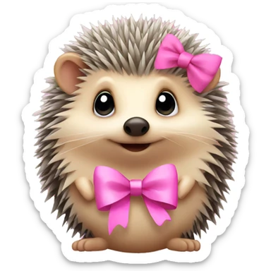 hedgehog with a pink bow sticker