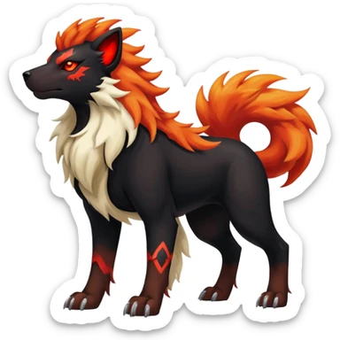 Shiny Exotic Gothic Houndoom-Arcanine-Pokémon-Fakémon-hybrid-creature sticker