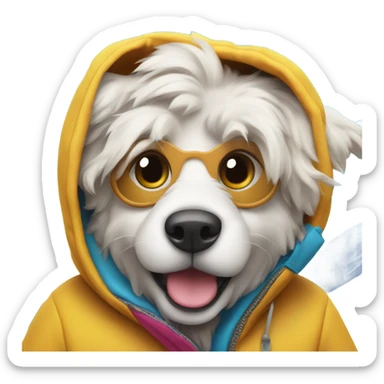 Dog snowboarding in a hoodie sticker