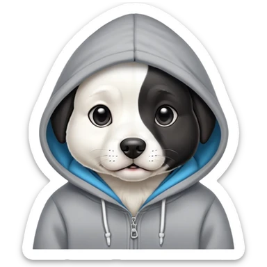 Black and white Dog wearing a hoodie cute sticker