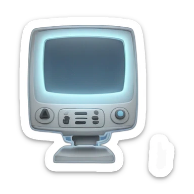 A modern television icon with a wired linear style and a white glowing effect sticker