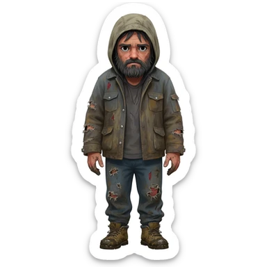 very dirty looking homeless person sticker