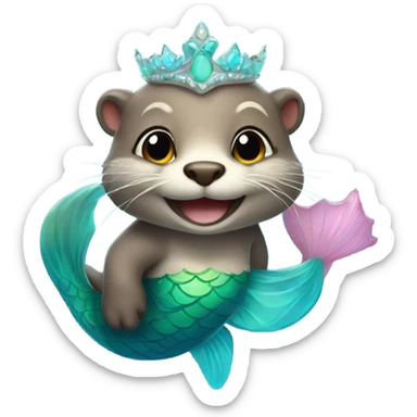 A cute and happy otter face as a mermaid princess. sticker