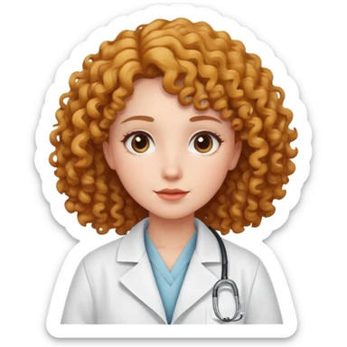 curly girl with lab coat  sticker