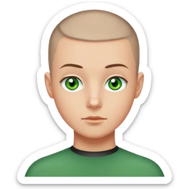 Buzz cut, green eyes sticker