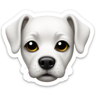 White Dog with black patches covering both eyes and pointyears sticker