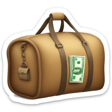 Money in a duffle bag sticker