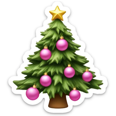 Christmas tree decorate with pink ornaments  sticker