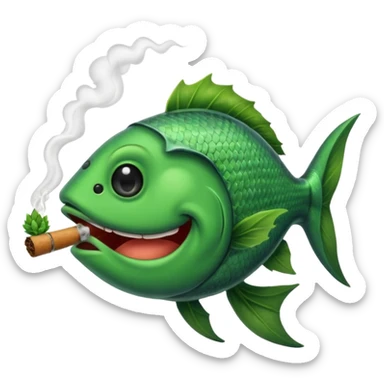 Fish smoking a huge blunt sticker
