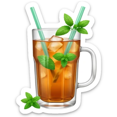 ice mint tea without lemon in glass sticker