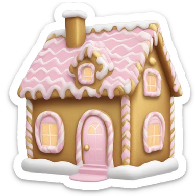 light pink and gold and white gingerbread house sticker