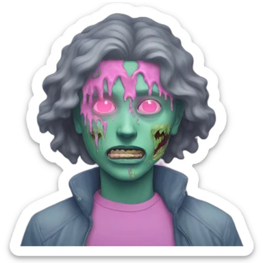 Vaporwave person, half person face half zombie face sticker