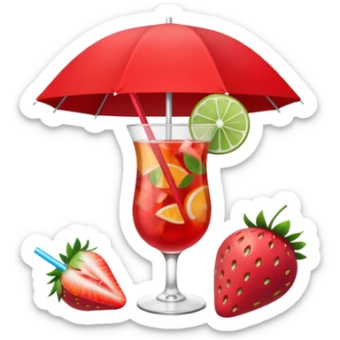 Fruit Punch – colorful drink with fruit chunks and umbrella sticker