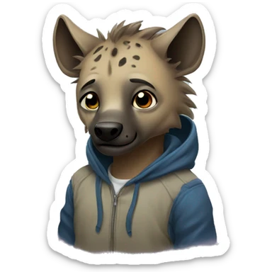 Hyena wearing hoodie  sticker
