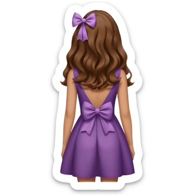 Emoji femme de dos cheveux ondulés brun avec noeud dans les cheveux  sticker