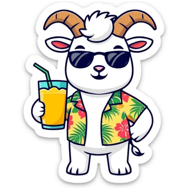 Goat with a human body on vacation  sticker
