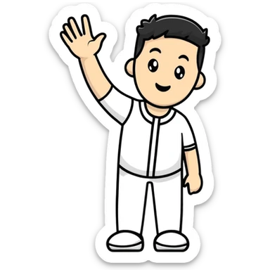 man waving sticker