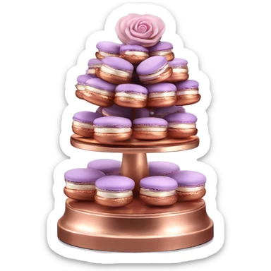 Realistic isolated rose gold layered stand with lavender and rose gold macaroons on the stand. sticker