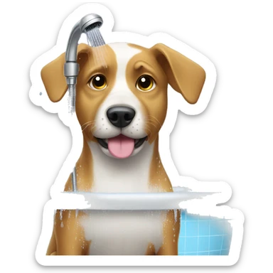 Dog taking a shower sticker