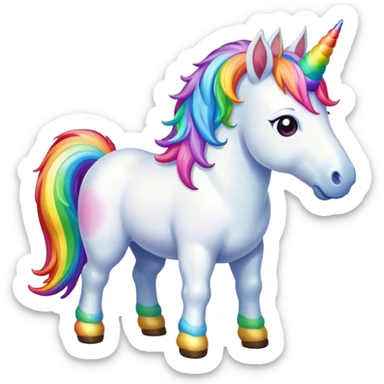 A unicorn standing up with rainbow coloured poo coming out of its bottom sticker