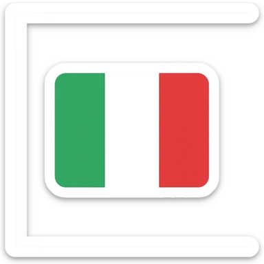 flat icon of the Italian flag with green, white, and red vertical stripes, no text, minimalistic sticker