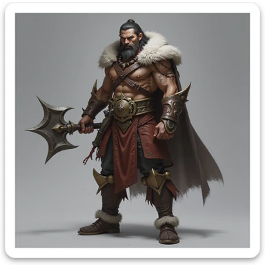 realistic fantasy style full body fierce League of Legends warrior with a weapon, face clearly visible sticker