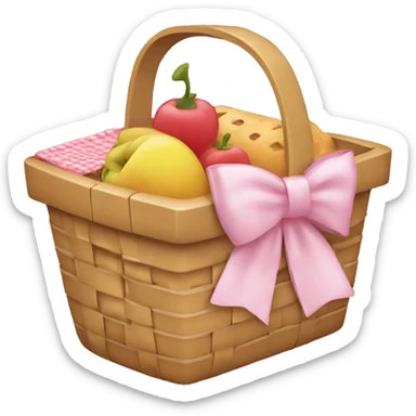 Picnic  basket in light pink bow sticker