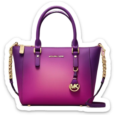 Realistic isolated magenta to purple ombre Michael kors satchel purse without a strap. sticker