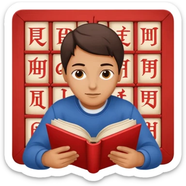read books in caligraphy in red letters sticker
