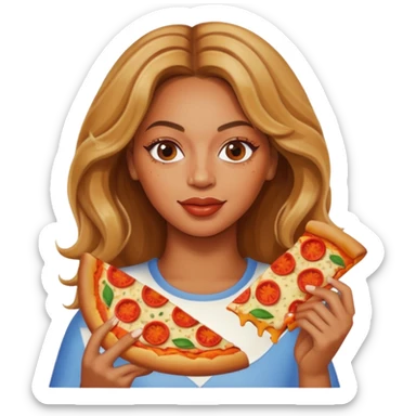 Beyoncé eating a pizza sticker