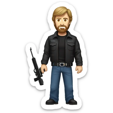 Chuck Norris with a weapon jacket sticker
