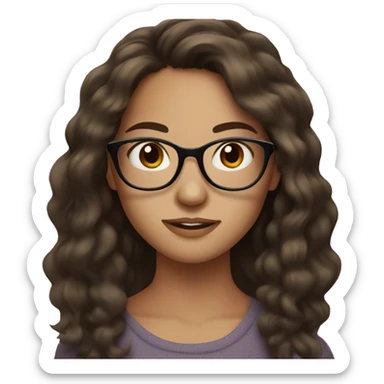brunette girl with brown eyes glasses and freckles sticker