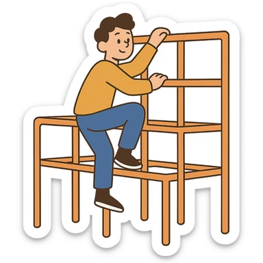 flat toon style person climbing on a jungle gym sticker