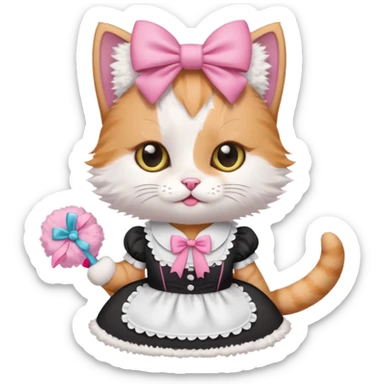 Kitten in a maid outfit  sticker