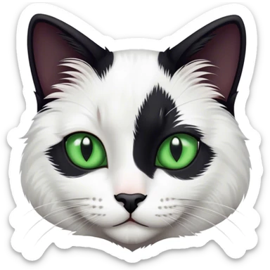 Black and white cat green eyes sticker