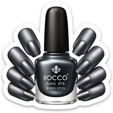 Dark grey metallic rococo style nail polish    sticker