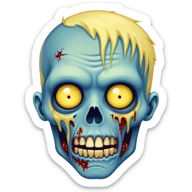 Blue and yellow zombie sticker