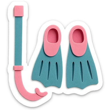 colorful and playful snorkel and flippers, pink and teal sticker