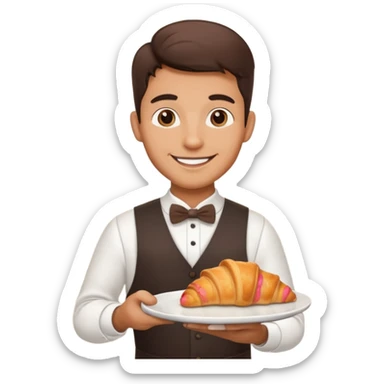 Cafe waiter man with tray sticker