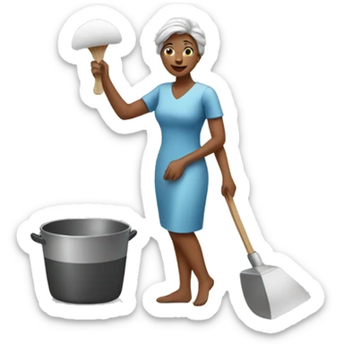 Lady doing household  sticker