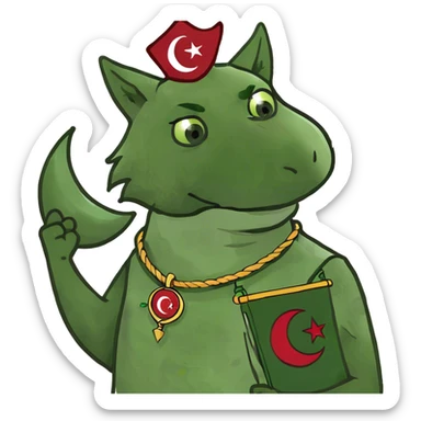 Create a wolf has  Türkish flag in his hand and ready for ramazan sticker
