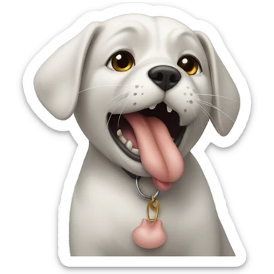 Cat licking a dog sticker